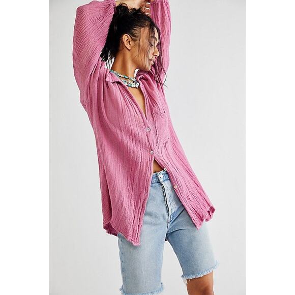 New Jen's Pirate Booty x Free People Bonny Button Up Top $150 LARGE Dried Roses - Picture 1 of 6